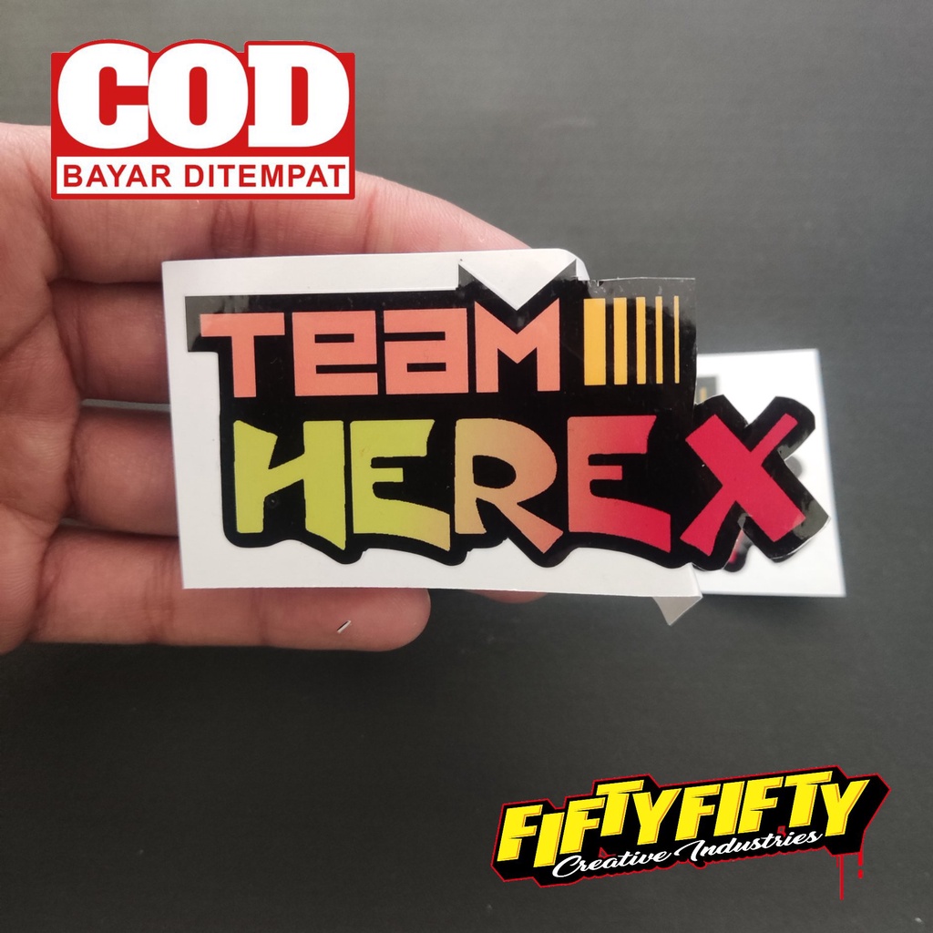 Stiker Print Cut TEAM HEREX Stiker Printing Laminasi Glossy Stiker Motor Mobil Helm Sudah Membentuk Pola Desain