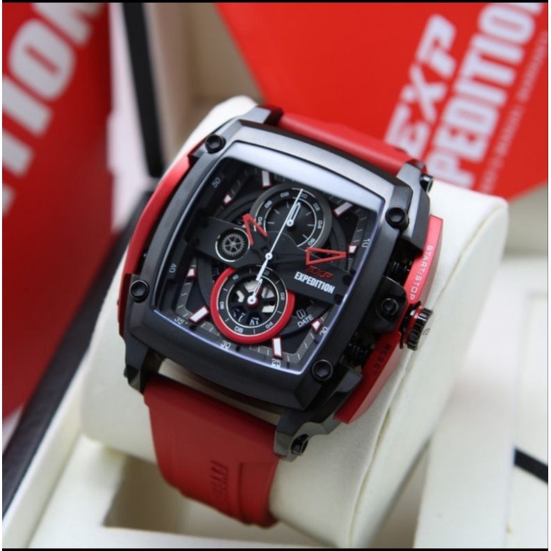Expedition chrono aktiv tali rubber variasi warna pria Exp E 3008 MC / GC original 100% garansi resm