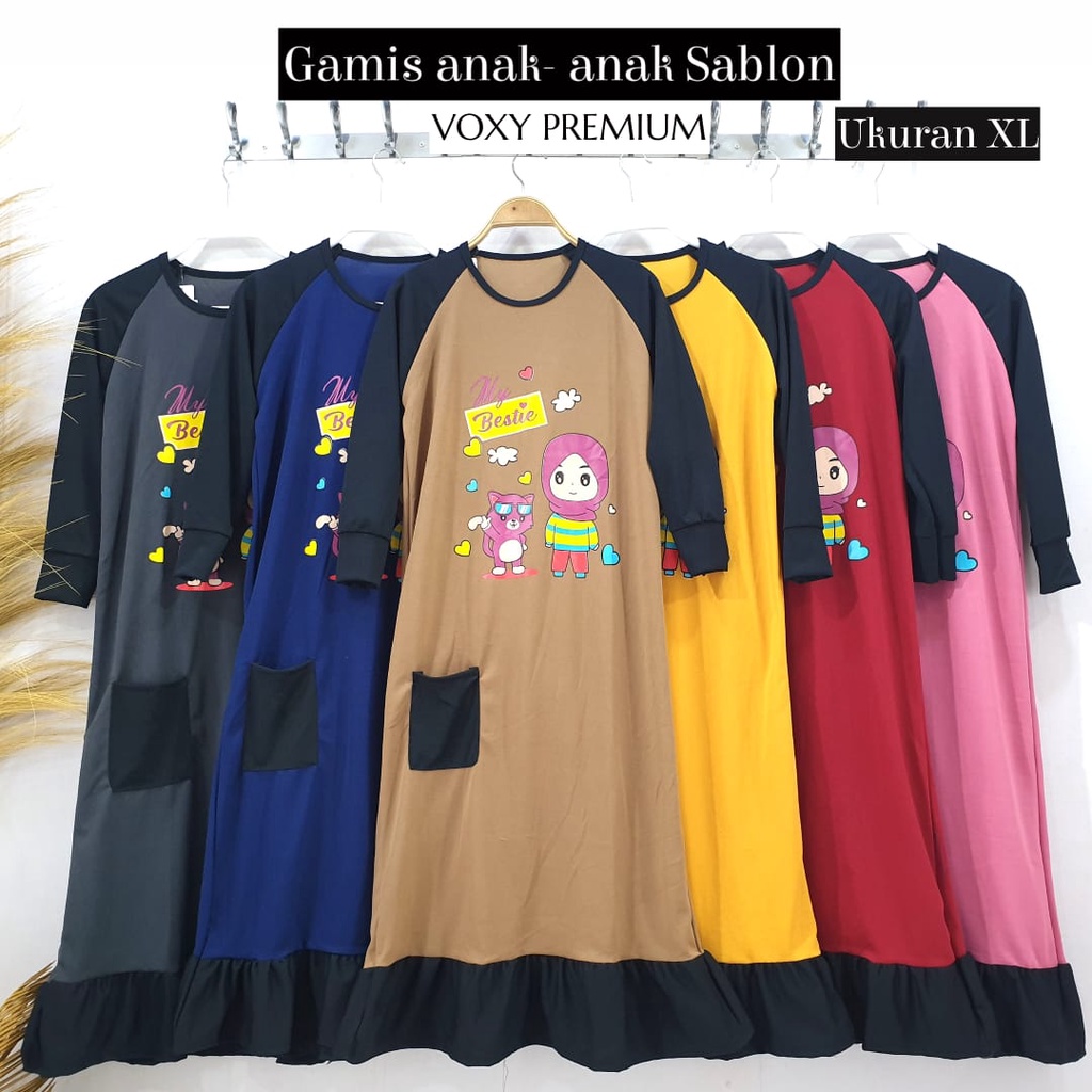 westylis Gamis Anak Perempuan Kombinasi Rample Hitam Usia 8-10 Tahun ( Real Pick )