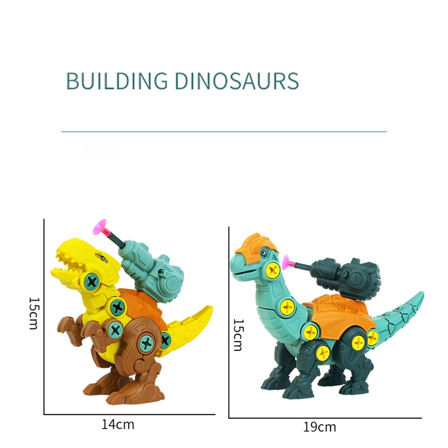 Set Mainan Edukasi Dini Bayi / Anak Model Balok Bangunan Dinosaurus Jurassic DIY Dengan Sekrup