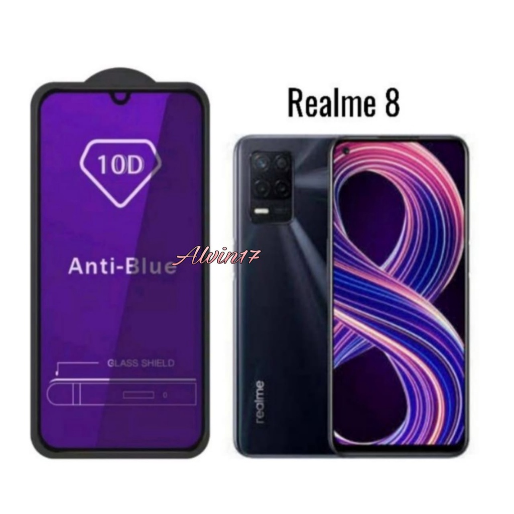 PROMO Tempered Glass Blue REALME 8 Anti Blue/Radiasi High Quality