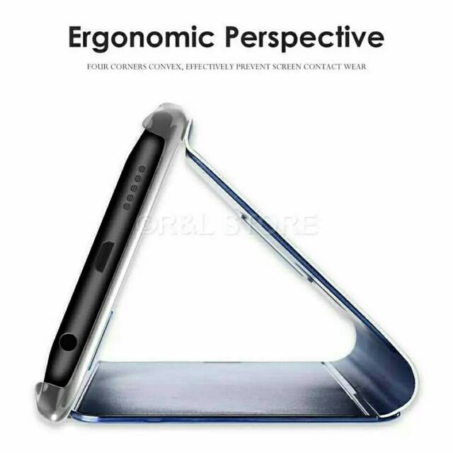 Clear view cover standing casing Samsung A6 plus 2018