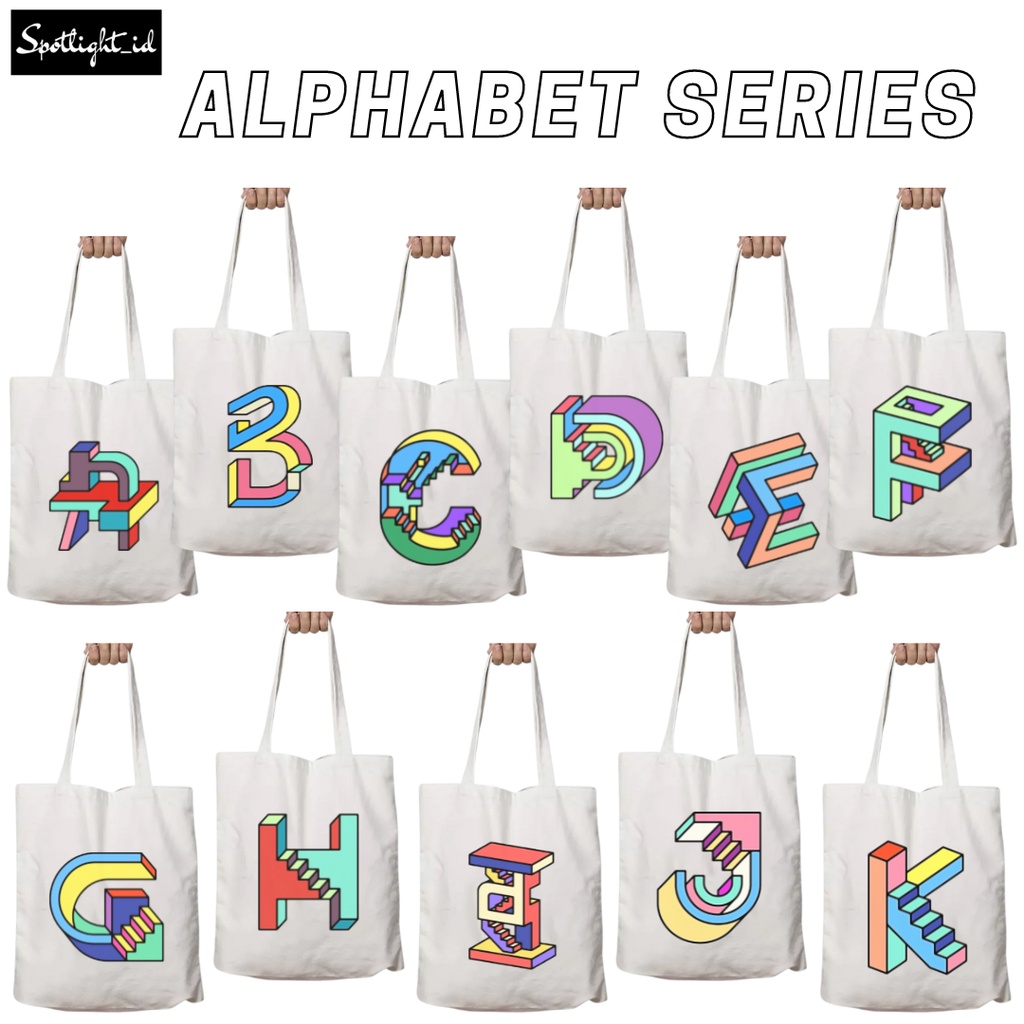 SPOTLIGHT_ID - TOTEBAG KANVAS ALPHABET SERIES PREMIUM , TOTEBAG KANVAS , TOTE BAG KANVAS , GOODIEBAG