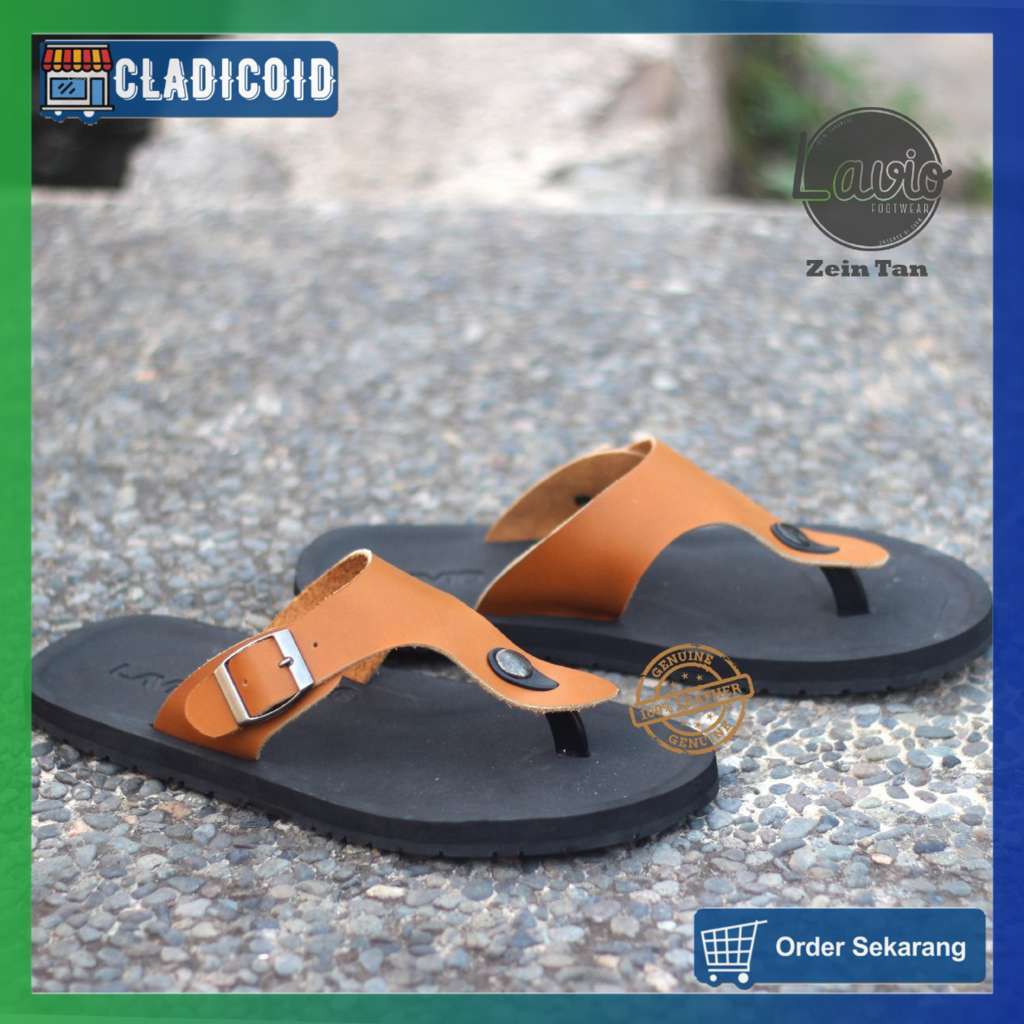 SANDAL PRIA ORIGINAL BAHAN KULIT KUALITAS PREMIUM, SANDAL SANTAI, JALAN, NONGKRONG LAVIO ZEIN