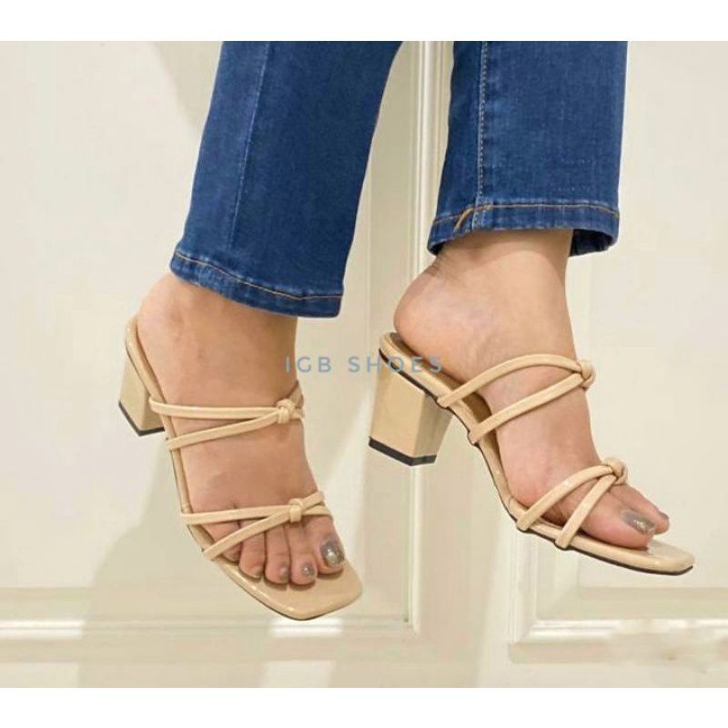 sandal heels wanita hak tahu 5cm tali Bendul cod