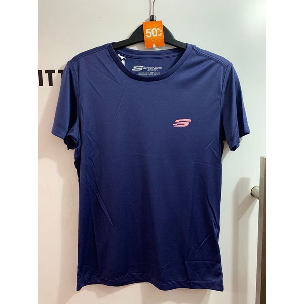 baju skechers woman original navy metalic