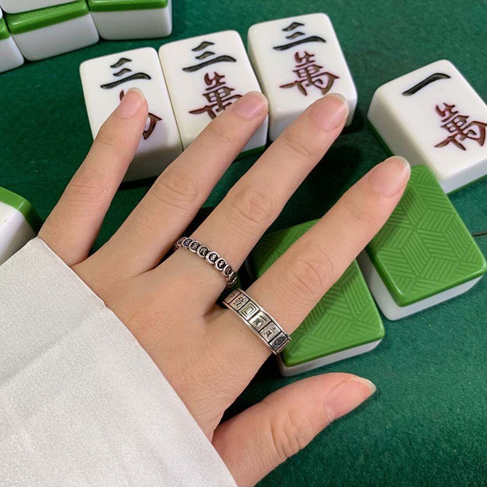 Mxbeauty Mahjong Cincin Pria Cincin Kepribadian Koin Jari Cincin Transfer Cincin Geometris Wanita Cincin