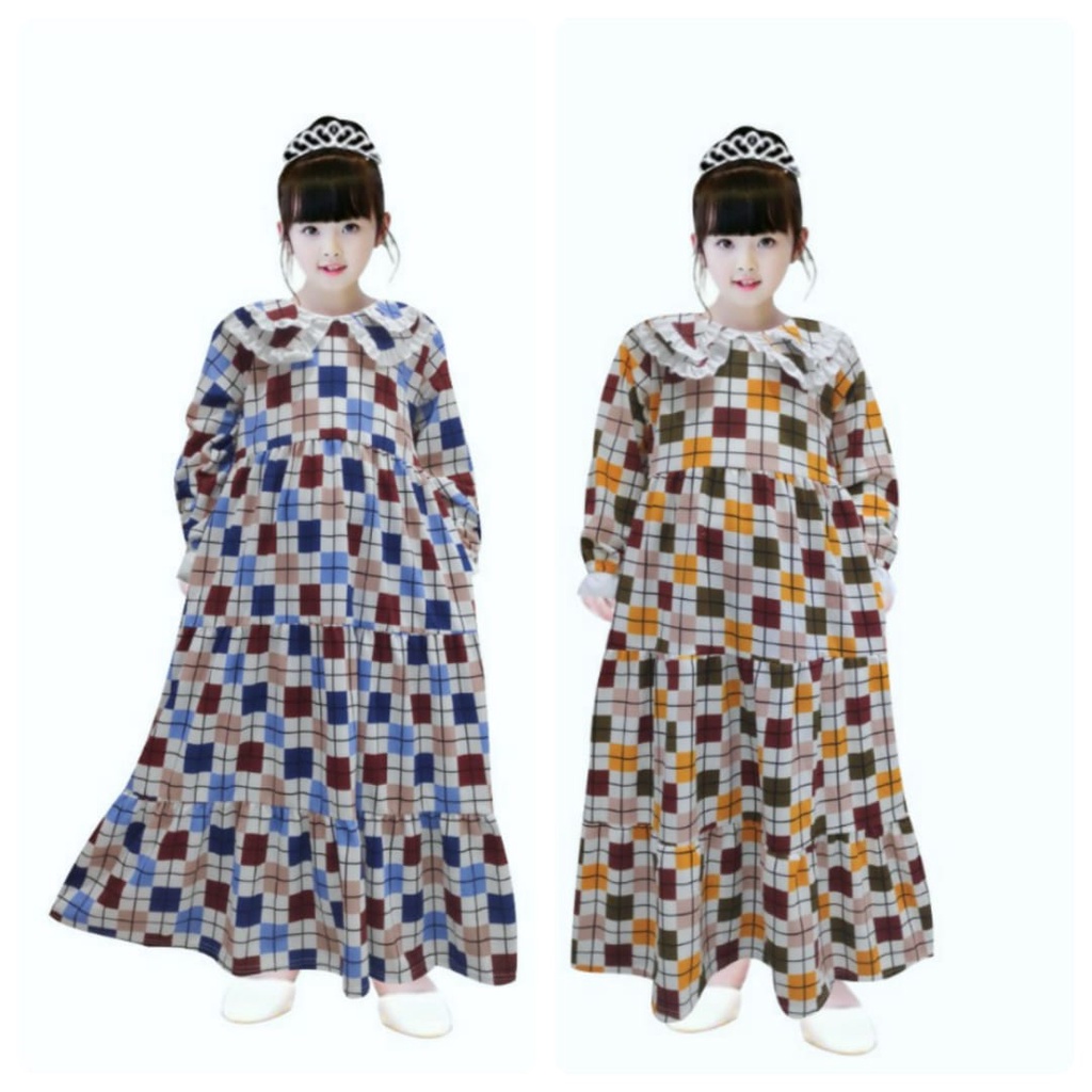 MOMOGI- GAMIS ANAK PEREMPUAN RUFFLE COLLAR KOREAN GIRL / Usia 5th-10th