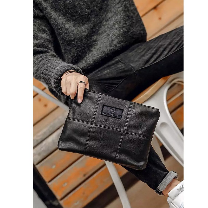 Dream Men Bags - Tas Tangan Clutch Pria Josh FV7735 Tas Tangan Kulit Import Bisa Jadi Slempang