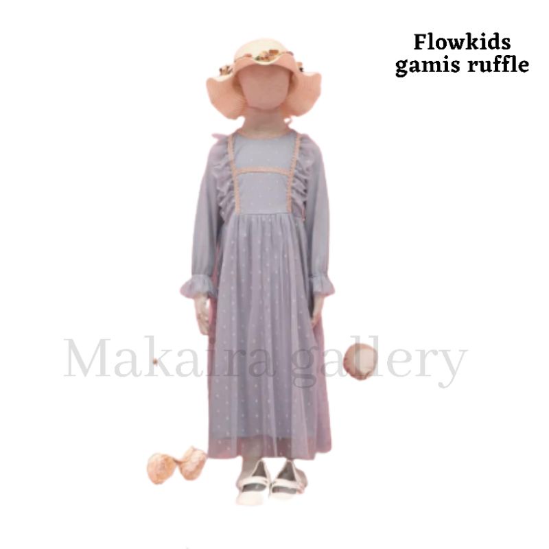 Gamis ruffle lace flowkids / gamis ruffle anak perempuan /