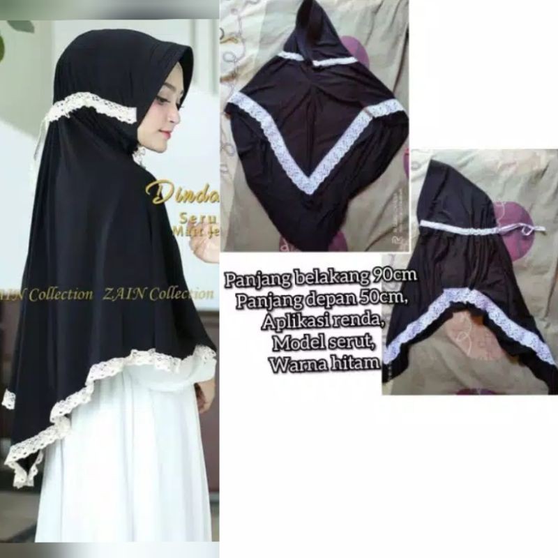 hijab serut jokowi renda jumbo(warna hitam)