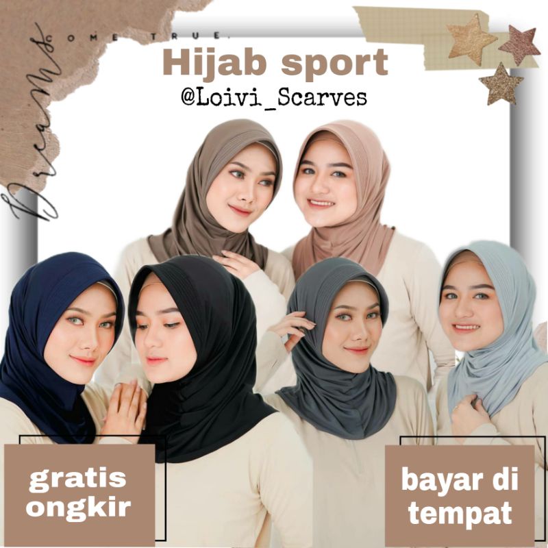 (COD) Hijab sport / jilbab lycra instan jokowi/ADDIBA-0