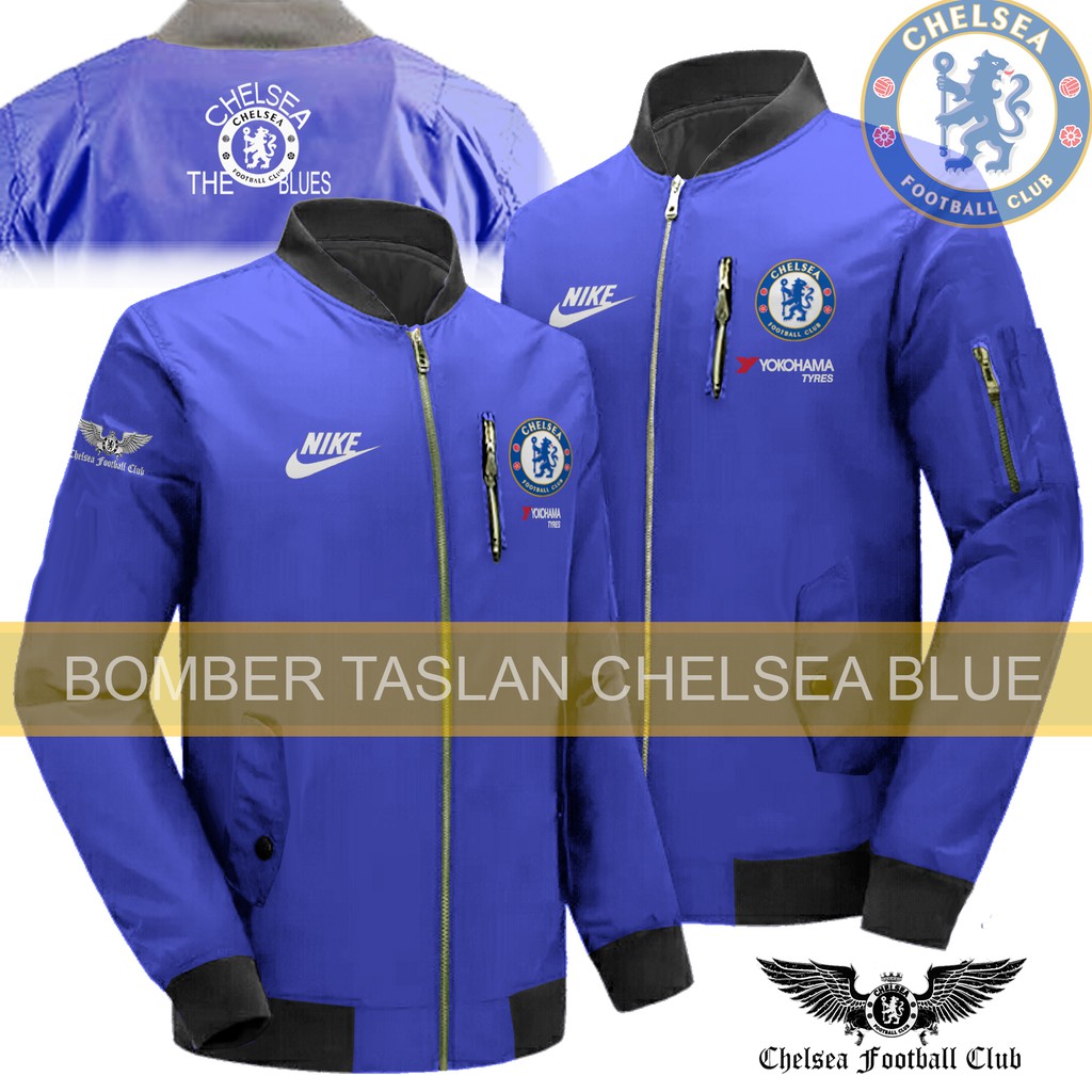 JAKET BOMBER TASLAN CHELSEA BLUE - JAKET PARASUT - JAKET WATERPROOF - JAKET WINDBREAKER - JAKET PRIA