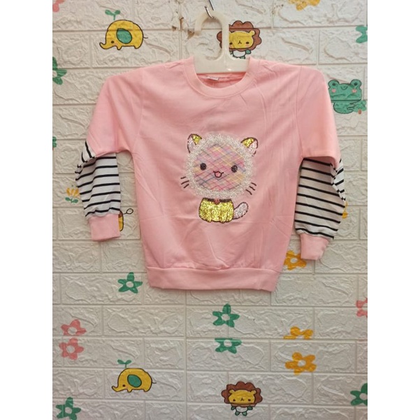 Sweater anak cewek perempuan kucing usia 2-6 tahun