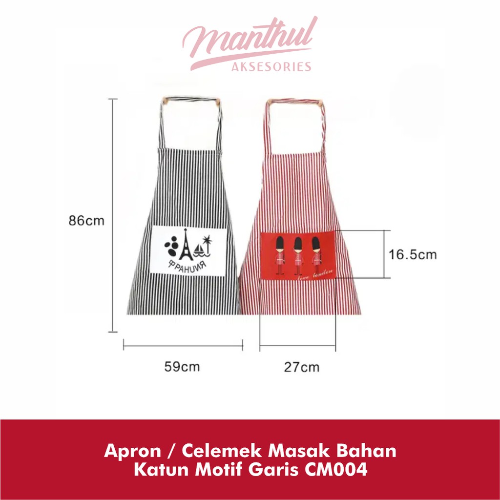 Apron / Celemek Masak Bahan Katun Motif Garis CM004