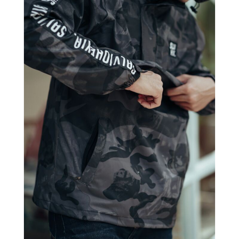 Fullprint Camo Gelap Jaket Cougle Salviohexia Jaket Parasut Jaket Pria Jaket Outdoor