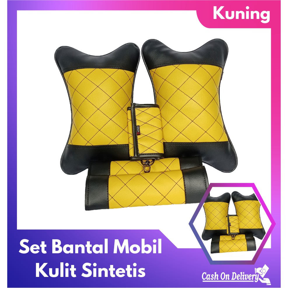 Set Bantal Mobil 3 in 1 Premium 2 Bantal Mobil 2 Seatbelt Dan Kunci STNK