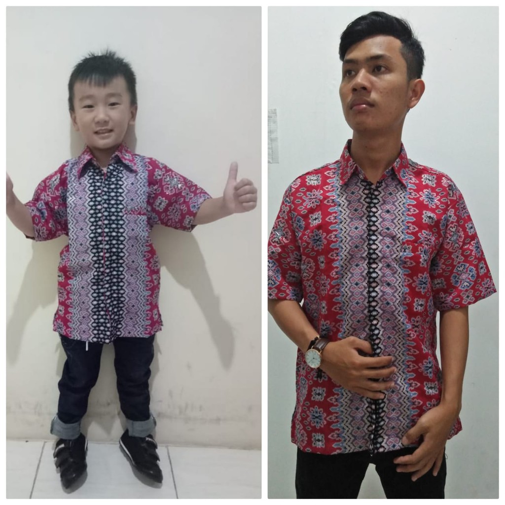 SB Collection Couple Dadboy Wiso Kemeja Lengan Pendek Batik Anak Dan Ayah