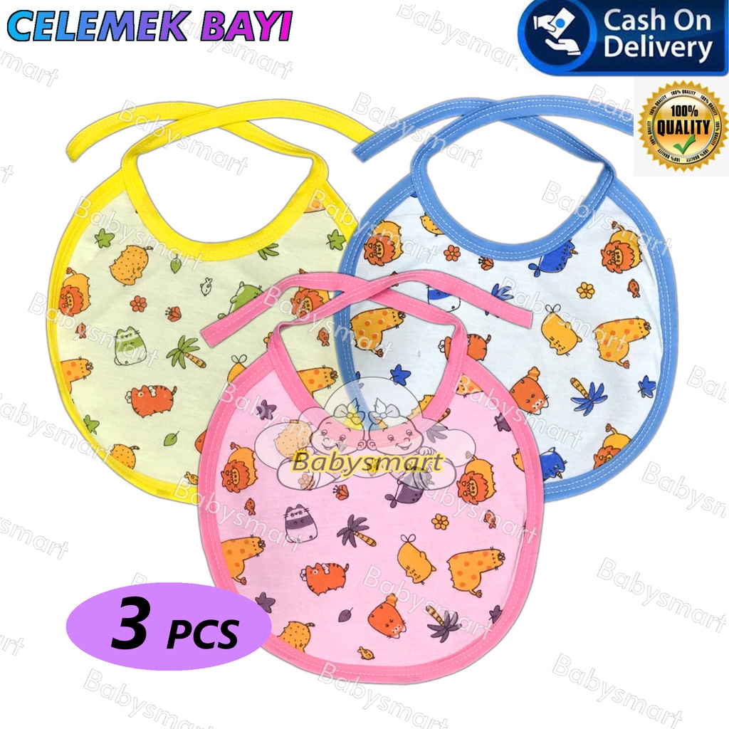 Babysmart - 3 Pcs Celemek makan bayi/Slaber Bayi/Tatakan iler liur/Tatakan Makan Bayi TABUR