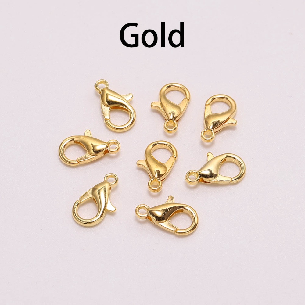 50pcs / Lot 5x10mm Kait Lobster Bahan Alloy Silver Untuk Membuat Perhiasan Kalung / Gelang Diy