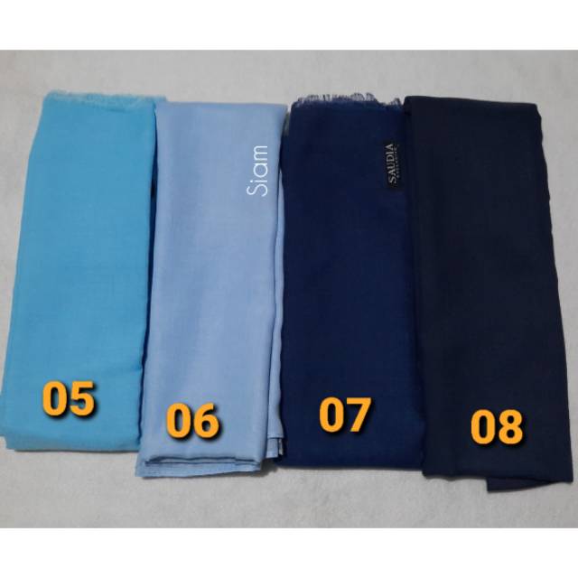 Saudia biru kerudung segi4 biru muda birdong biru tua