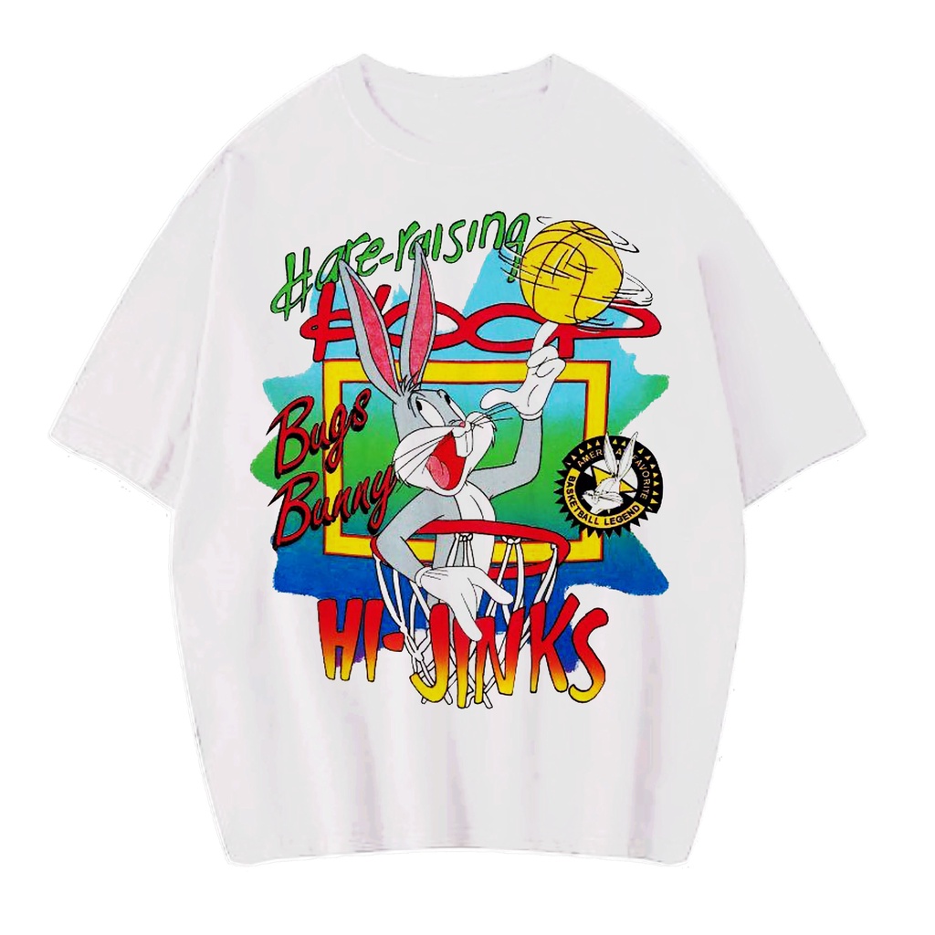 KAOS OVERSIZE BUGS BUNNY HARE RAISING HOOP VINTAGE TEE ( WHITE T-SHIRT)