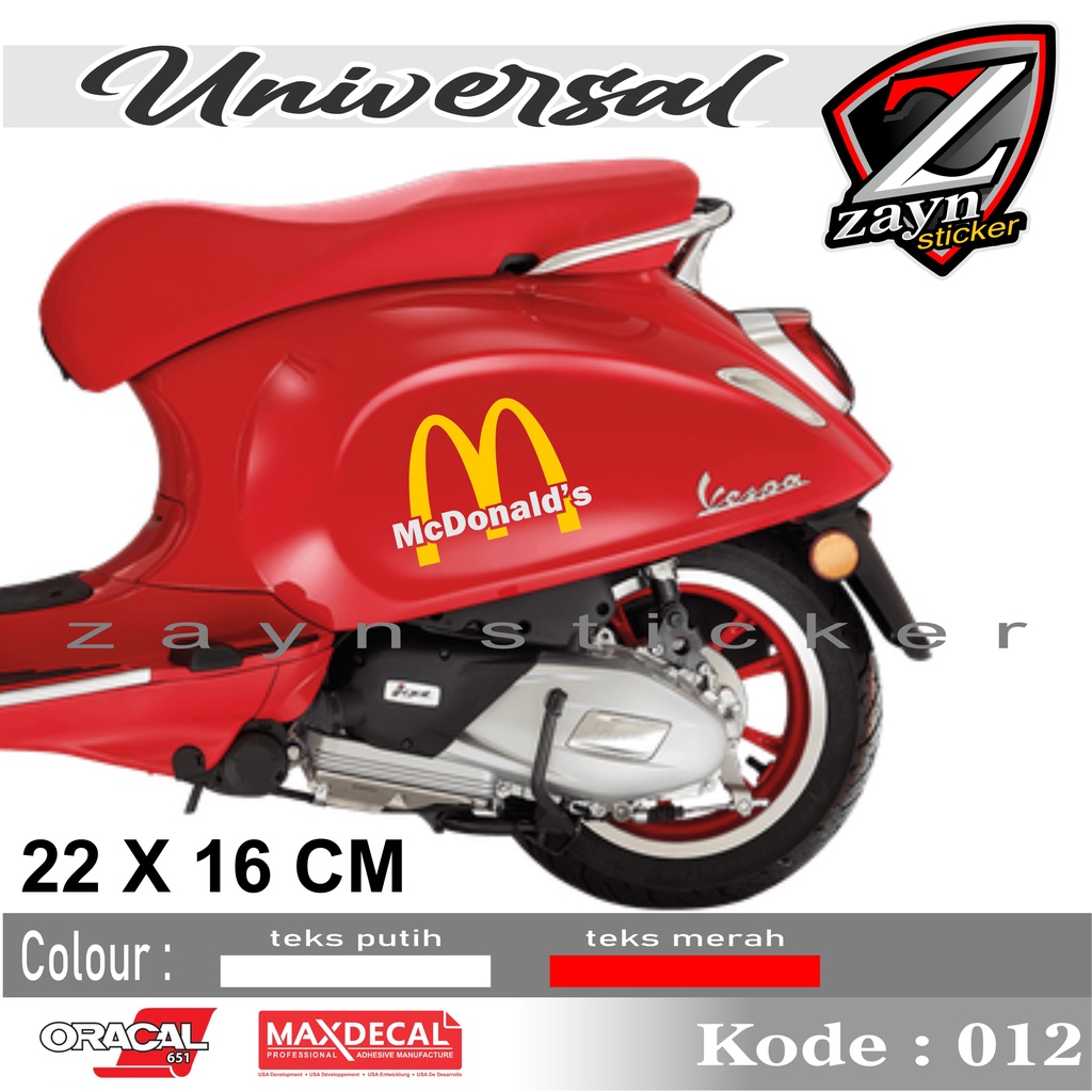 TERMURAH, STIKER LIST CUTTING STICKER MCD VESPA SCOOPY GENIO VINO DLL 012