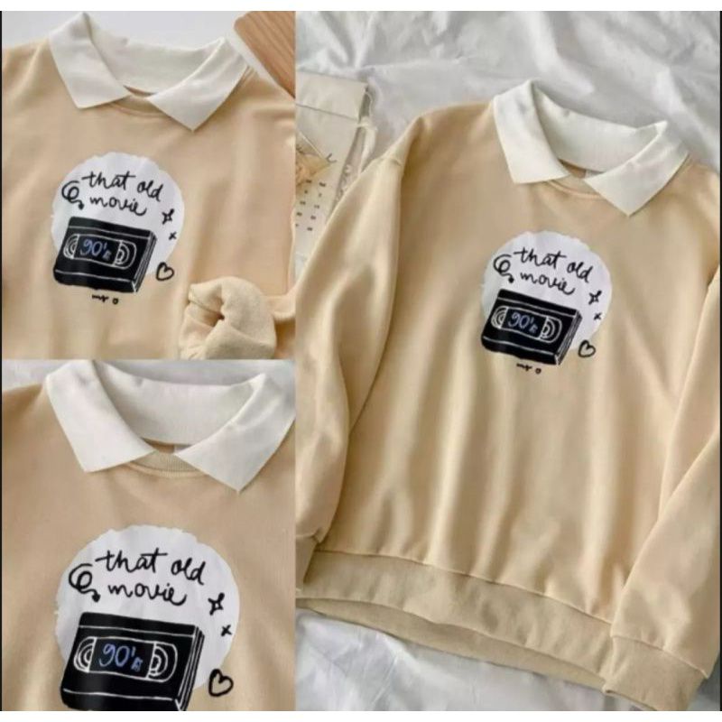 Sweater that old movie sweater oblong crewneck wanita