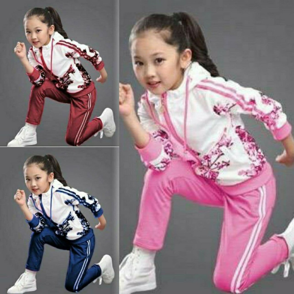Setelan Anak Ceria 6-8 Thn | Setelan Training Anak | Baju Olahraga Anak | Pakaian Anak Perempuan