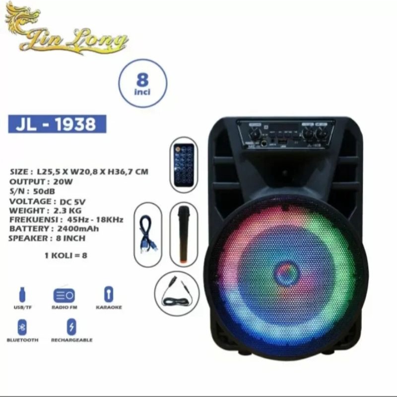 Speaker Bluetooth JL-1938/Speaker Karaoke/Speaker Bluetooth/Jin Long 1938/JL-1938