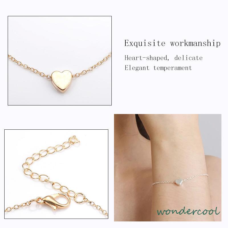 Gelang Bentuk Hati Bahan Alloy Lapis Emas Untuk Wanita -Won