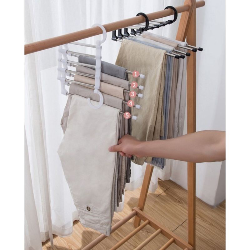 02 Cod - Ob93 Hanger Celana magic Hanger 5 in 1  Gantungan Pakaian  Hanger Serbaguna  jilbab lipat P