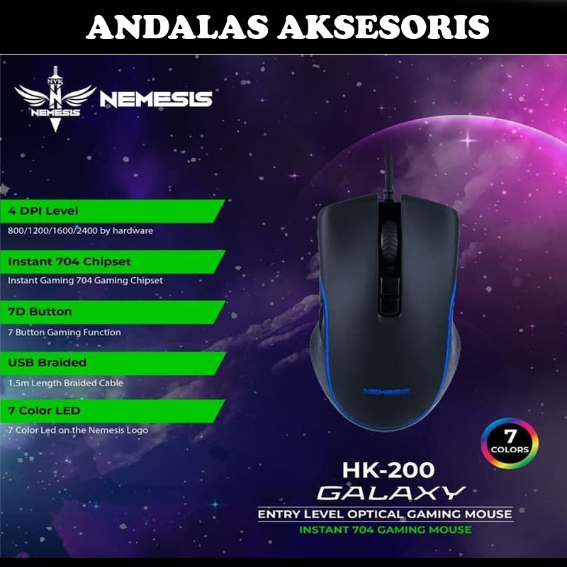 Mouse Gaming Game NYK HK400 RGB LED LIGHTING Wired Kabel USB