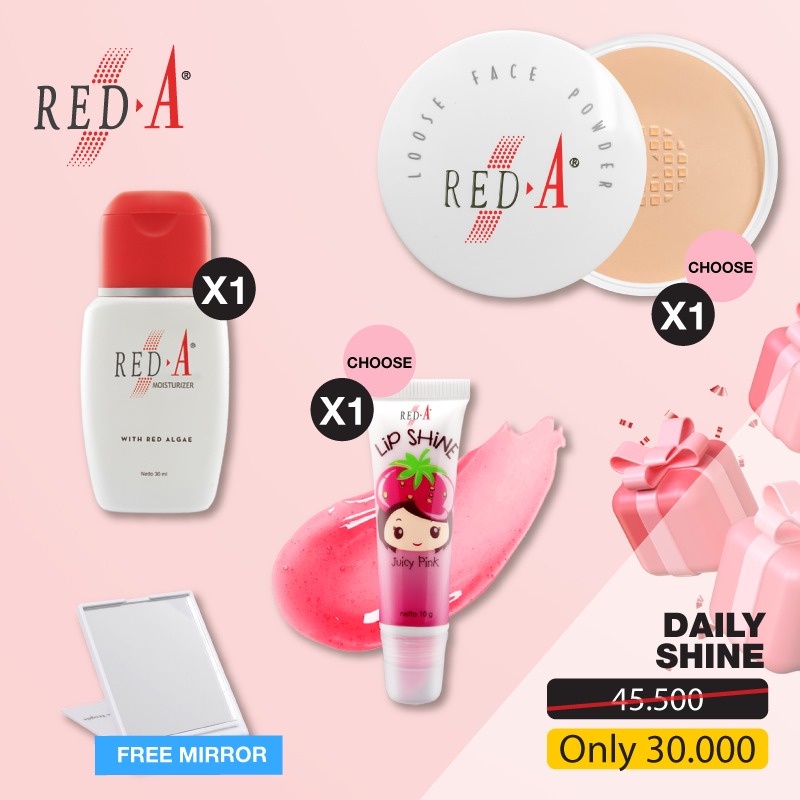 Paket Lip Shine Loose Powder Moisturizer Red A