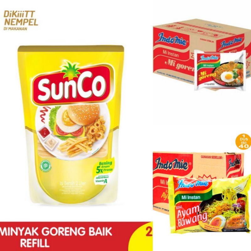 

SUNCO MINYAK GORENG 1 LITER + INDOMIE 1 PC