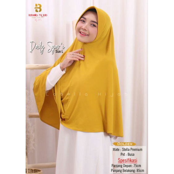 HIJAB DAILY SYAR'I (L) ORI LABELLA - JILBAB DAILY LABELLA - HIJAB LABELLA