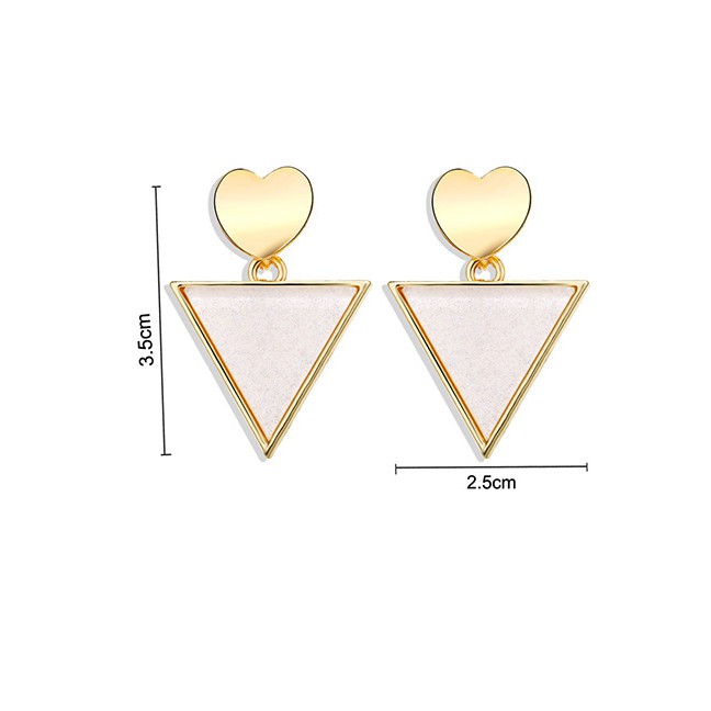 LRC Anting Tusuk Fashion Gold Love Sequins Geometric Earrings F96417