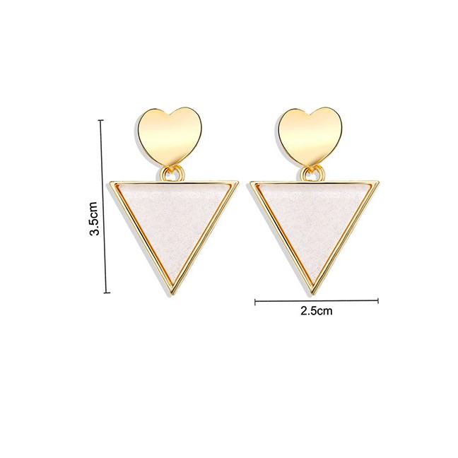 LRC Anting Tusuk Fashion Gold Love Sequins Geometric Earrings F96417