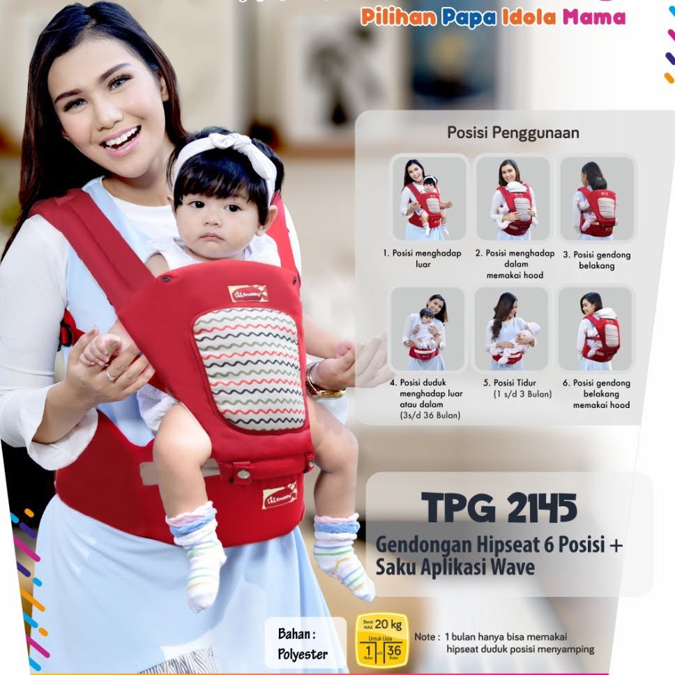 Snobby TPG2145 Gendongan Bayi Depan Hipseat 6 Posisi