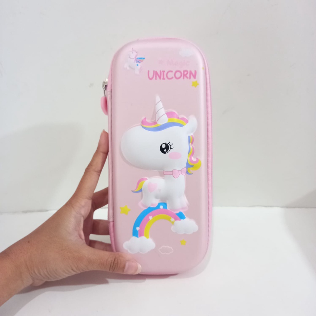 Kotak pensil 3D Timbul Unicorn Tempat Pensil Anak perempuan Kado Ulang Tahun Anak Import