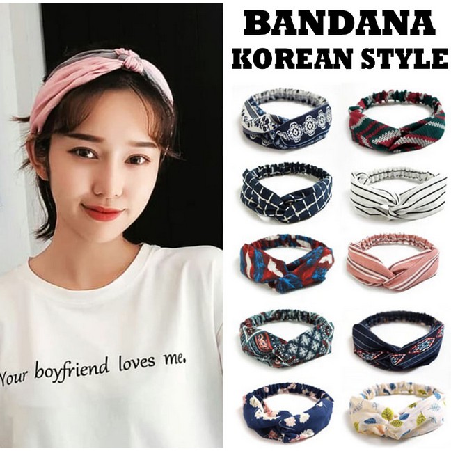 Bando Bandana Kain  Motif Ala Korea HW0101 Premium 