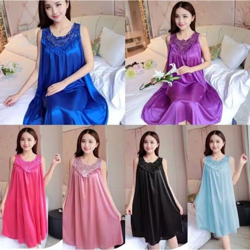 Medan Termurah KD004 Fit to XXL Dress wanita sexy Import Dress satin import Dress tidur import