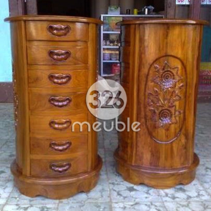 Nakas 7 Laci, Meja 7 Laci, Nakas Jati, Nakas Ukiran Jati