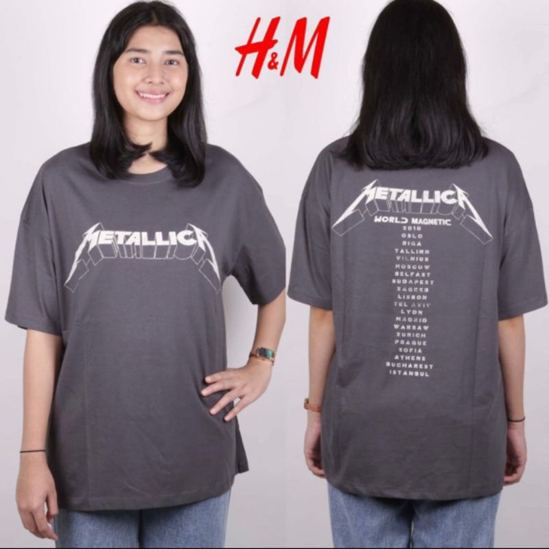 Kaos Baju Tshirt Band Official Original Import Collaboration H&M Metallica Tie Dye Unisex