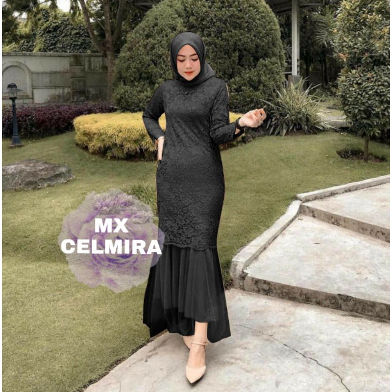 MAXI CELMIRA DUYUNG BRUKAT REALPICT/DRESS MUSLIM DUYUNG/GAMIS DUYUNG /MX DUYUNG BRUKAT/GAUN DUYUNG-HITAM