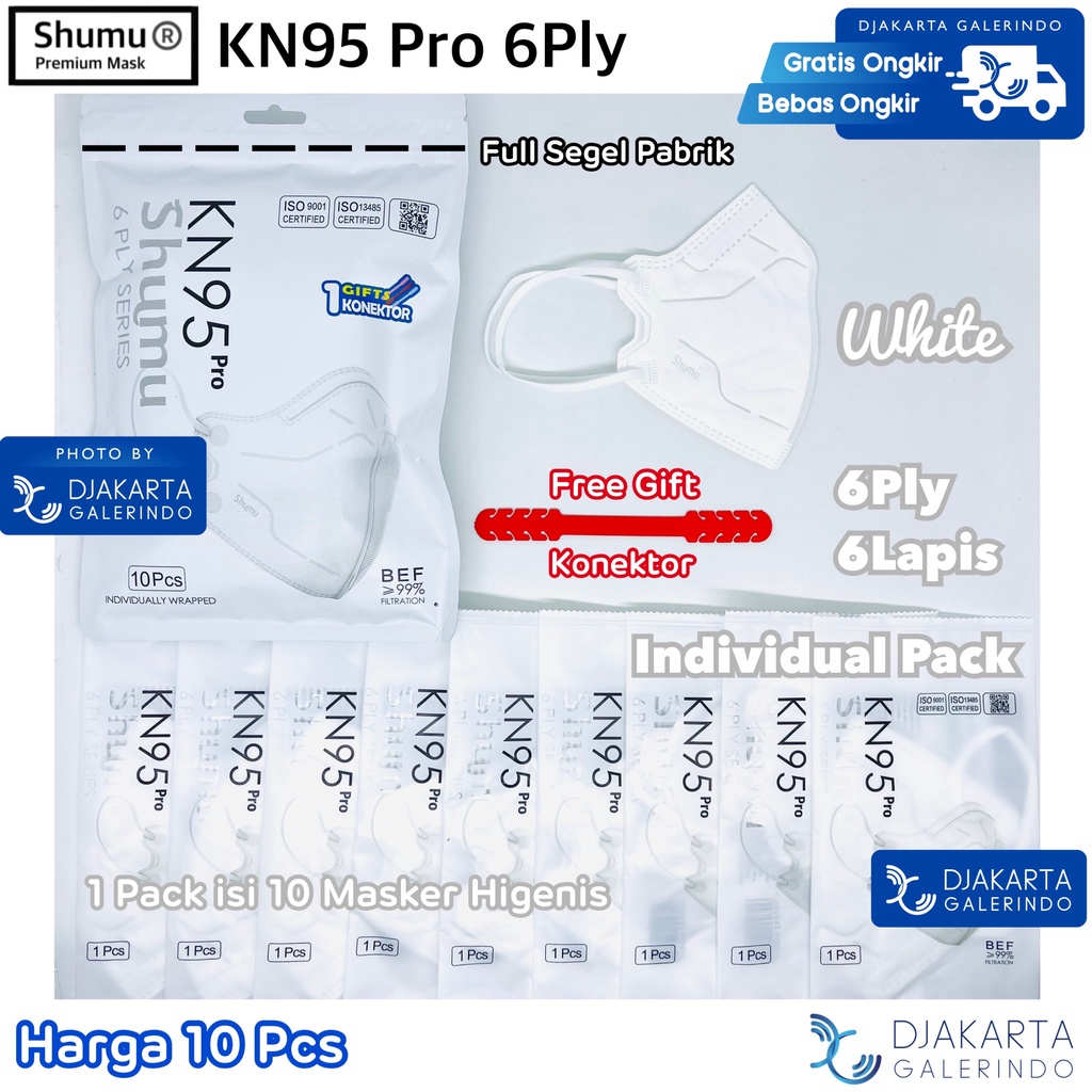 Masker SHUMU KN95 Pro 6Ply Individual Pack isi 10Pcs