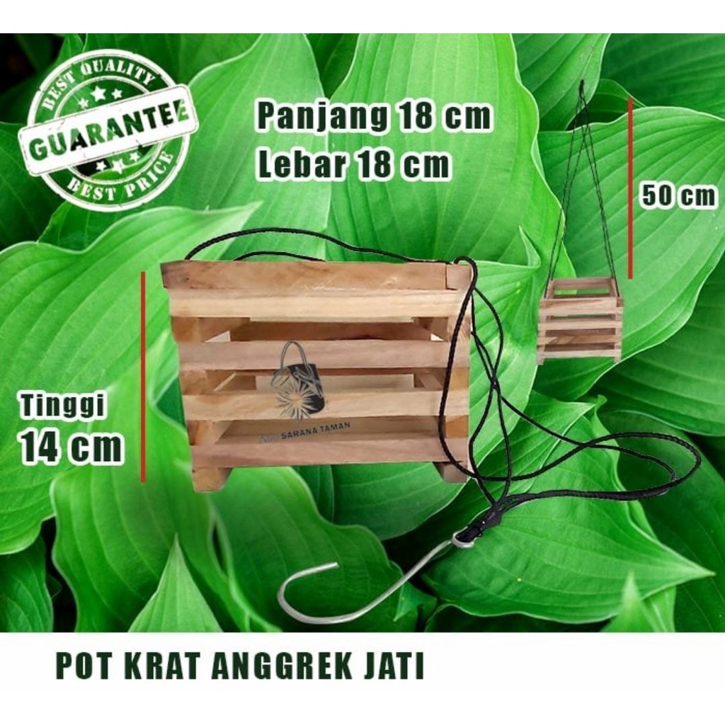 POT ANGGREK KAYU JATI Krat Anggrek Pot Gantung Anggrek Pot Kayu Pot Segi Pot Kotak Kayu Anggrek