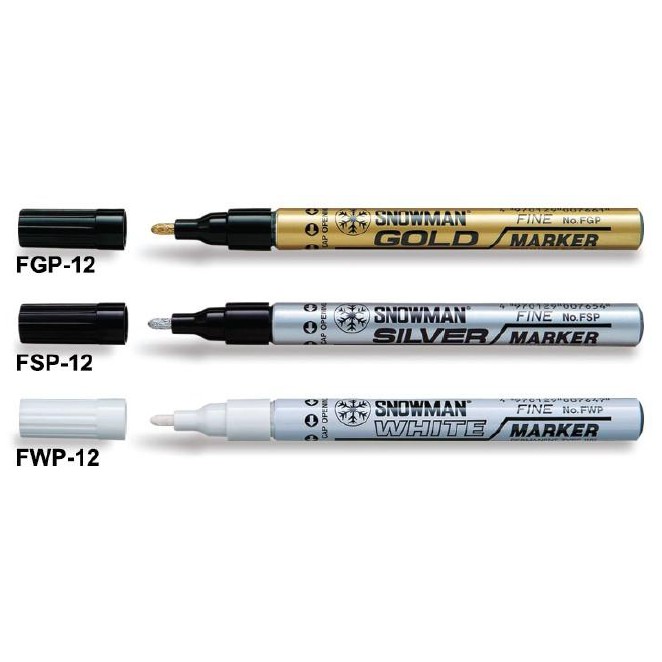 

[SNOWMAN] Spidol Warna Lusin - Paint Market Pigment Permanent Ink (Gold, Silver, White) 3.0 mm