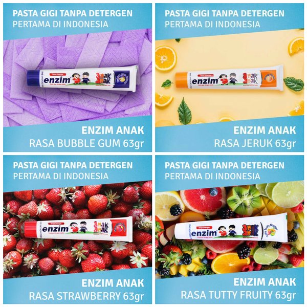 Enzim Toothpaste Child Orange/Strawberry/TuttiFruity/BubbleGum 42gr/63gr