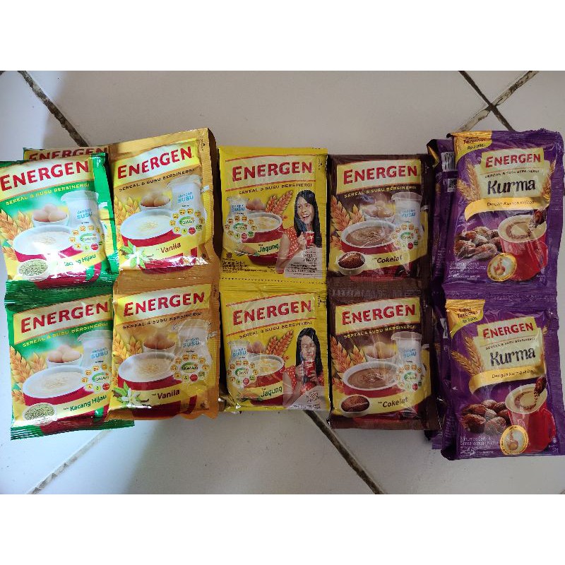 

ENERGEN Vanilla/Kacang Hijau/Jagung/Coklat/Kurma